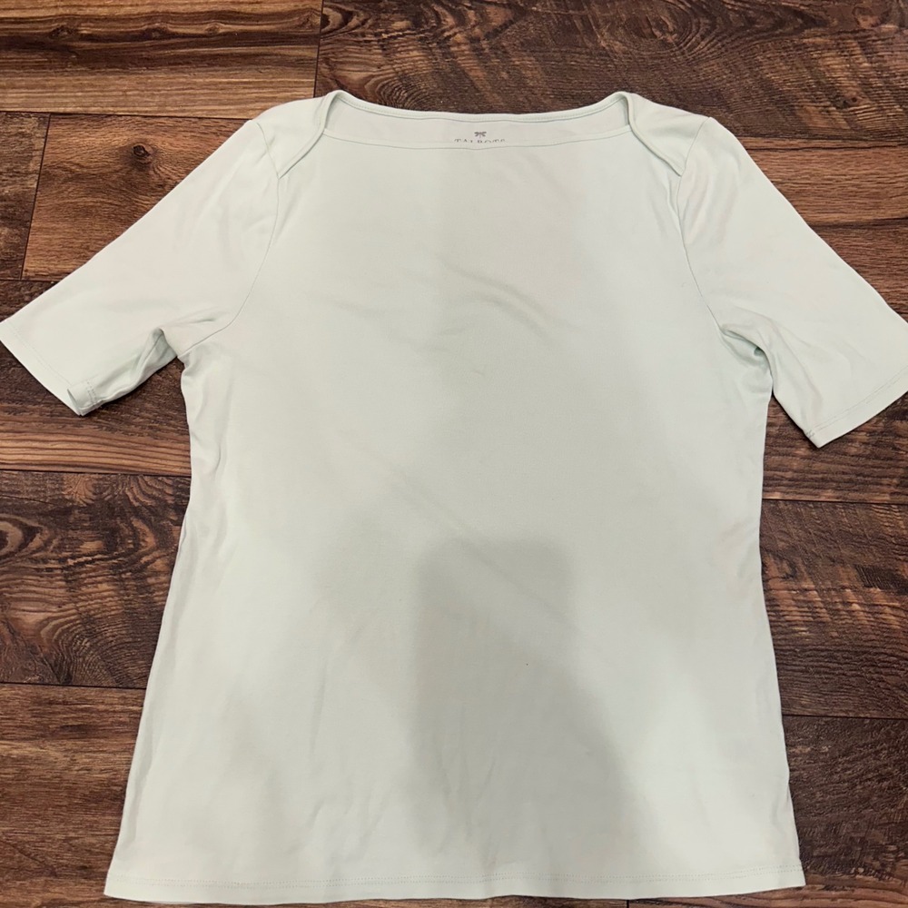Talbots Women's Light‎ Green Boat Neck 3/4 Sleeve Pima Cotton Top Size L